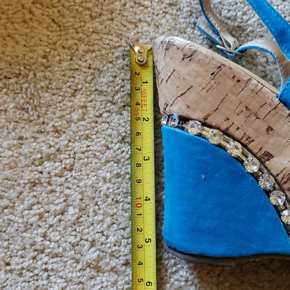 Turquoise and Rhinestone Platform Wedges - Picture 7 of 7